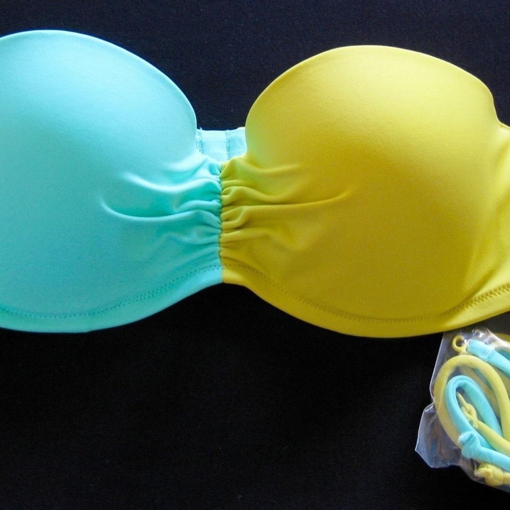 VS Flirt Bandeau Bikini Top Halter Colorblock NWT